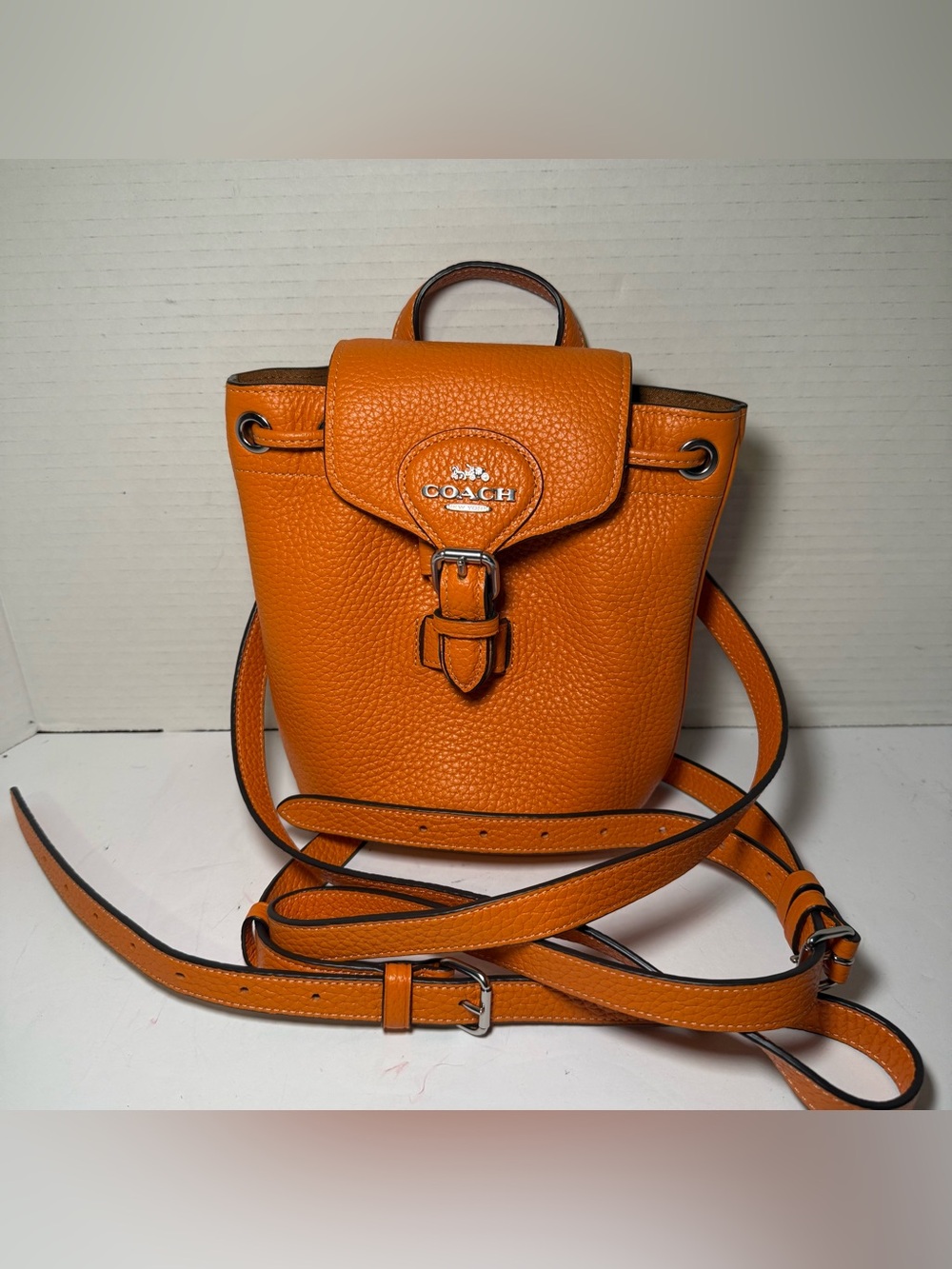COACH Bright Mandarin Leather Amelia Convertible Women's Backpack CL408